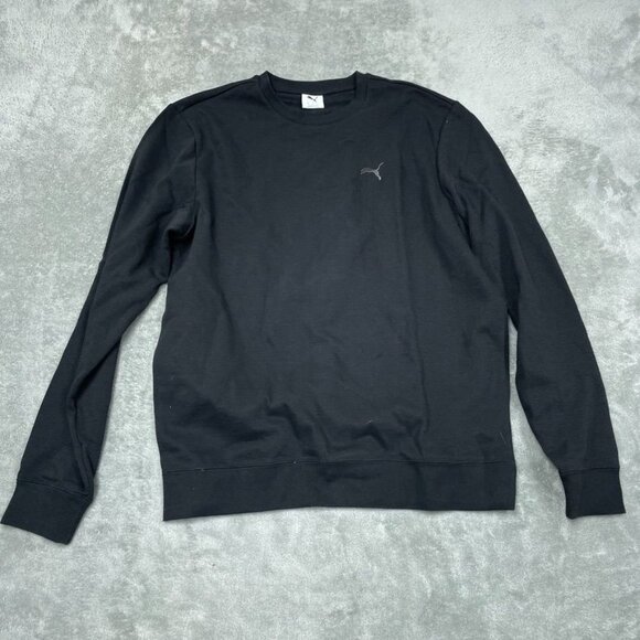 Puma Mens Black Long Sleeve Ribbed Crewneck Sweatshirt Medium a0925 - Picture 1 of 7